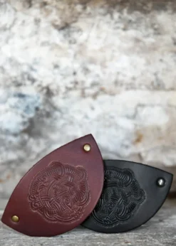 Kleine Haarspange aus Leder mit Wikinger-Motiv & Metall-Clip