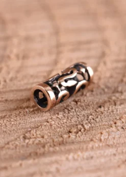 Kleine Keltische Bartperle mit Spiralen aus Bronze