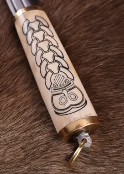 Kleiner Wikinger-Sax, Knochengriff mit nordischem Motiv