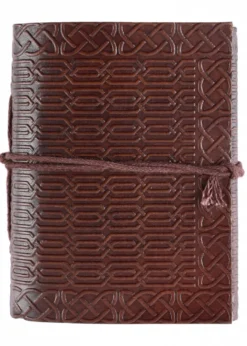 Kleines Notizbuch / Tagebuch mit geprägtem Ledereinband, ca. 9 x 7 cm