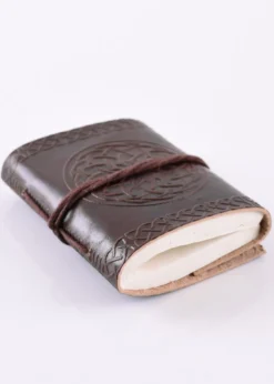 Kleines Notizbuch / Tagebuch mit geprägtem Ledereinband, ca. 9 x 7 cm