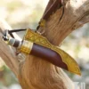 Kleines Wikinger-Messer, Karbonstahl, Holz-/Knochengriff mit Torslunda-Motiv