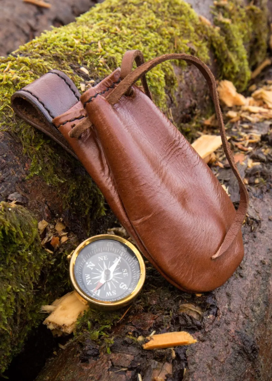 Kompass mit Ledertasche