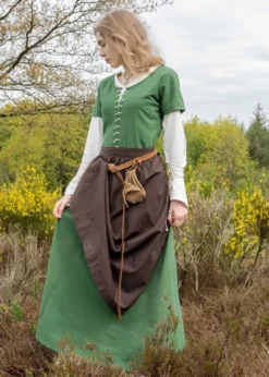 Kurzärmelige Cotehardie Ava, Mittelalterkleid, grün