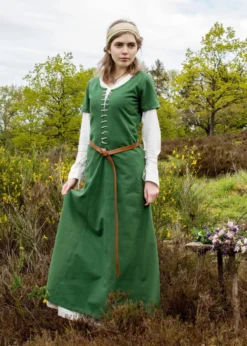 Kurzärmelige Cotehardie Ava, Mittelalterkleid, grün