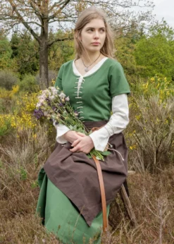 Kurzärmelige Cotehardie Ava, Mittelalterkleid, grün