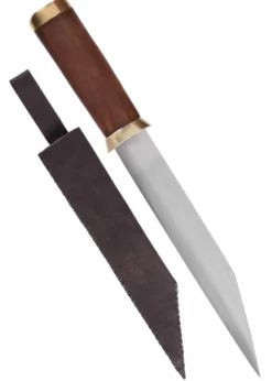Kurzsax aus Karbonstahl mit brauner Lederscheide