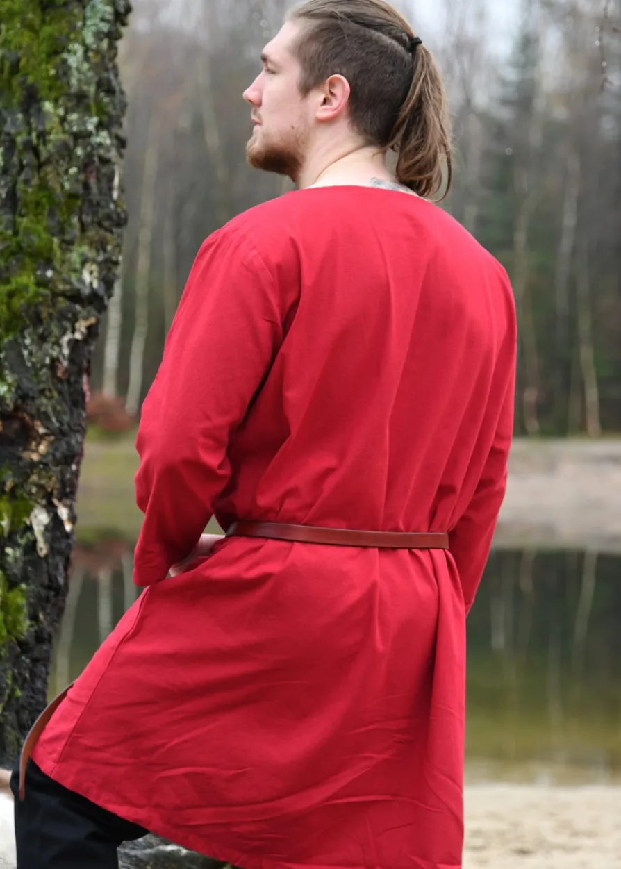 Langarm-Tunika aus Baumwolle, rot