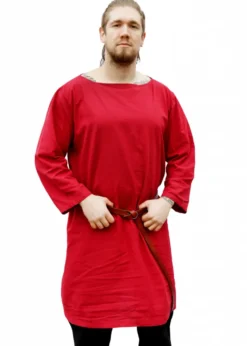 Langarm-Tunika aus Baumwolle, rot