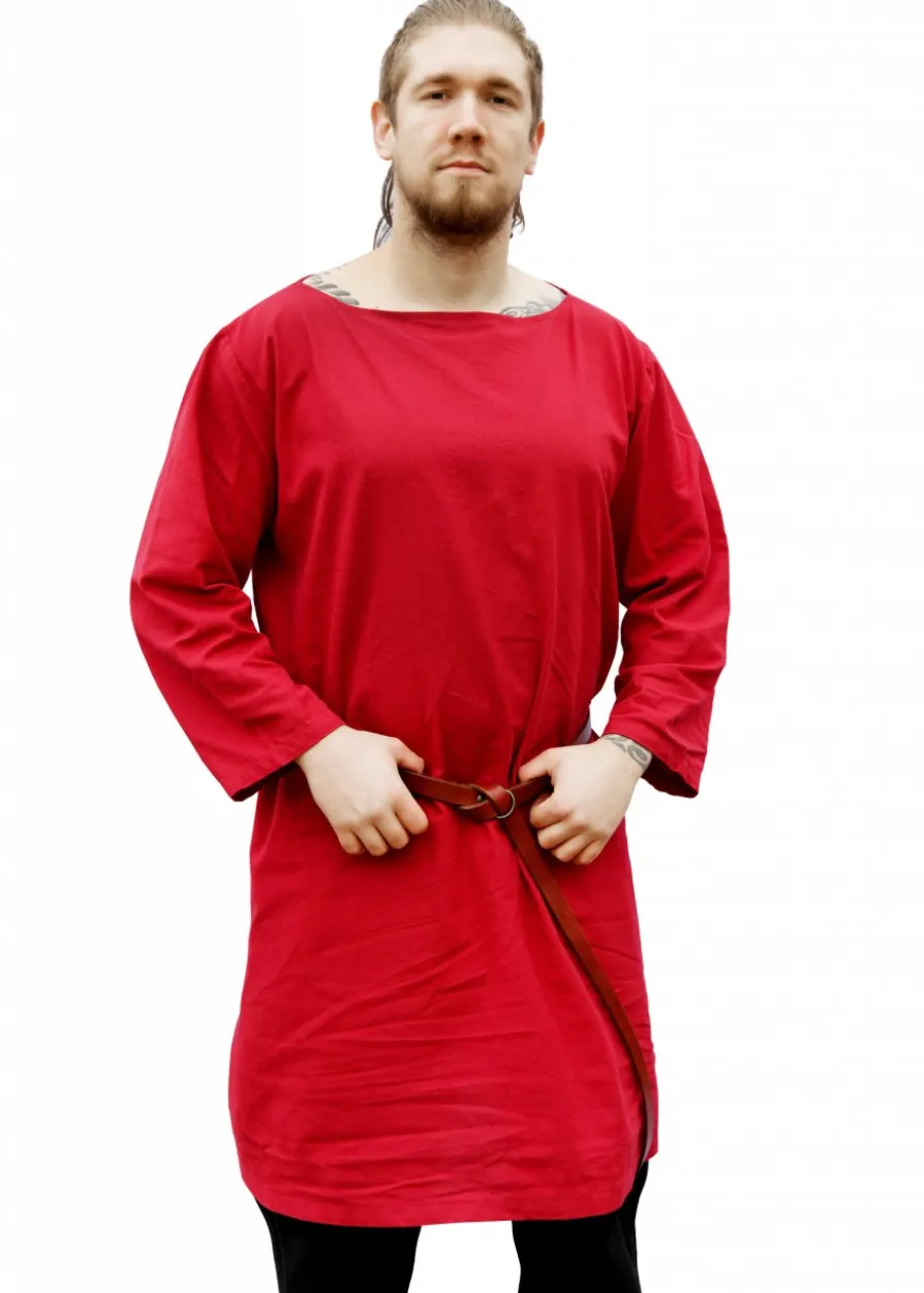 Langarm-Tunika aus Baumwolle, rot