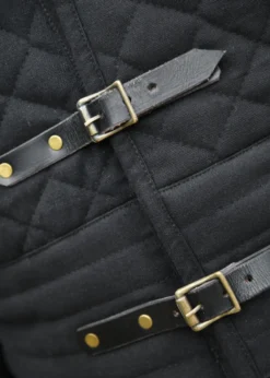 Langer Gambeson mit Schnallen und abnehmbaren Ärmeln, schwarz