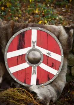 LARP Wikinger Schild Bjornir, rot/weiß, 60 cm