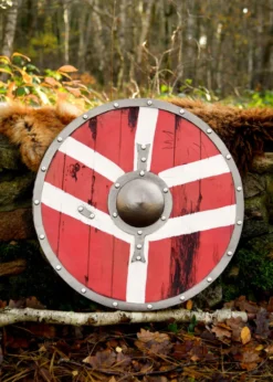 LARP Wikinger Schild Bjornir, rot/weiß, 60 cm