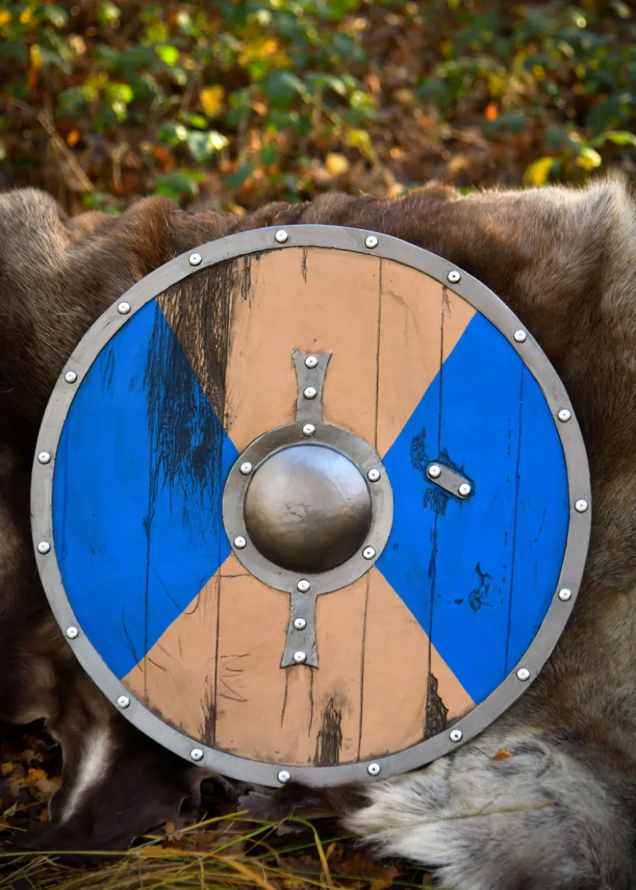 LARP Wikinger Schild Fjorn, blau/braun, 60 cm