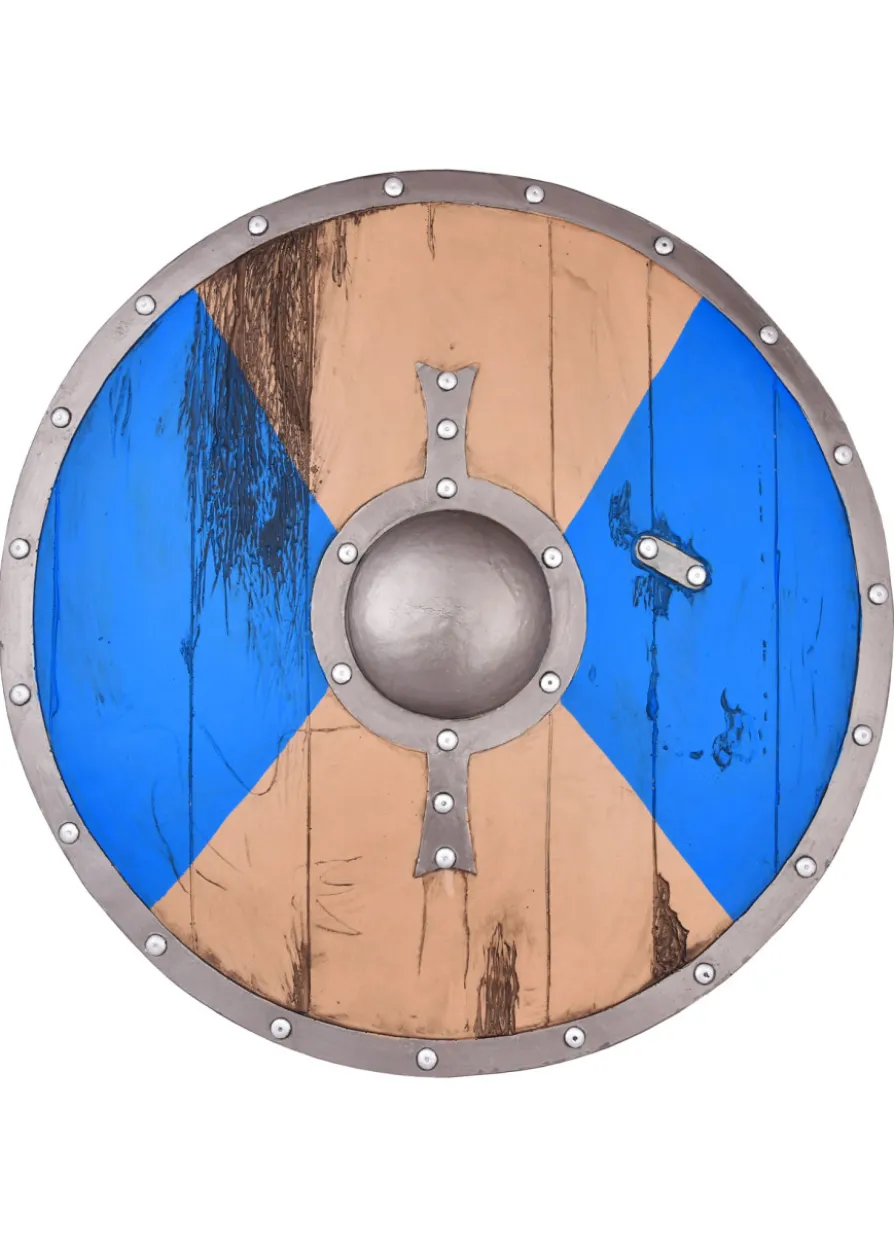 LARP Wikinger Schild Fjorn, blau/braun, 60 cm