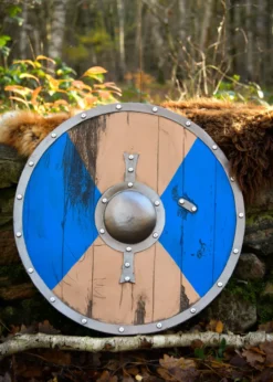 LARP Wikinger Schild Fjorn, blau/braun, 60 cm