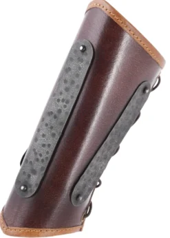Leder Armschützer Arnulf mit Metalldetails, braun, Paar