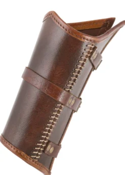 Leder Armschützer Arnulf mit Schnallen, braun, Paar