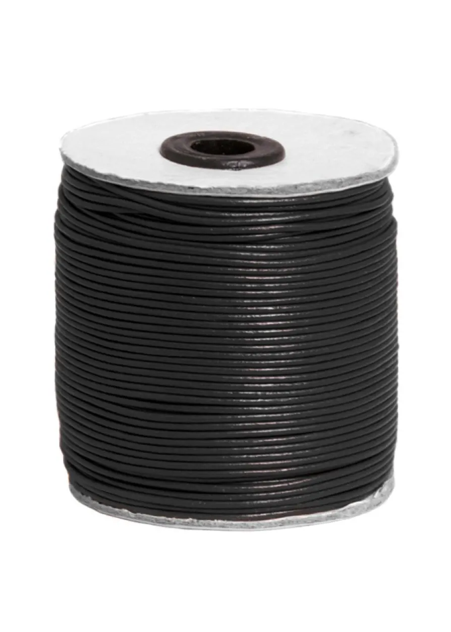 Lederband aus Ziegenleder, Rundriemen 1,5 mm, schwarz, 100 m Rolle