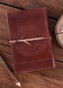 Lederbuch mit keltischem Motiv, Braun, ca. 21 x 14 cm