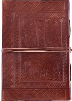 Lederbuch mit keltischem Motiv, Braun, ca. 21 x 14 cm