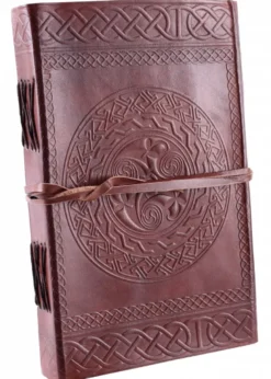 Lederbuch mit keltischem Motiv, Braun, ca. 21 x 14 cm