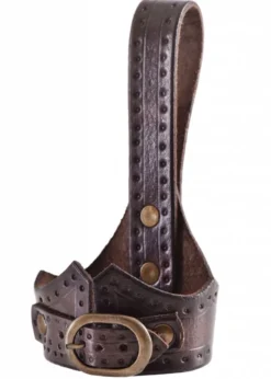 Leder Hornhalter für Trinkhorn mit Schnalle, dunkelbraun, versch. Größen