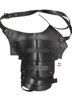 Leder Schulterschutz Balor mit Metalldetails, schwarz