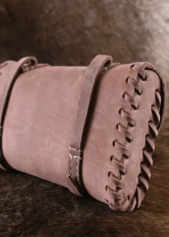 Ledertasche mit zwei Schnallen, mittelbraun