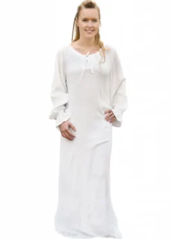 Leichtes Mittelalter Unterkleid mit Crinkleeffekt, weiß