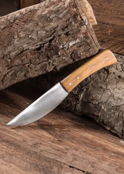 Messer mit Griff aus Olivenholz und Lederscheide