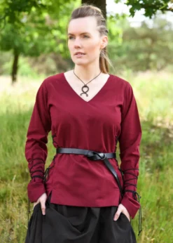 Mittelalter Bluse Aila mit Schnürung, weinrot