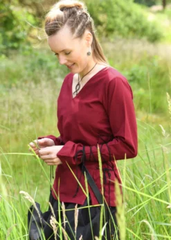 Mittelalter Bluse Aila mit Schnürung, weinrot