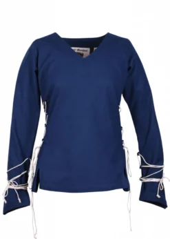 Mittelalter Bluse Aila mit Schnürung, blau