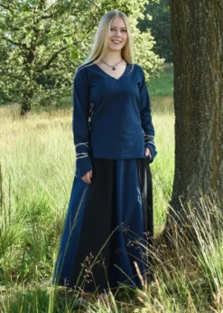 Mittelalter Bluse Aila mit Schnürung, blau