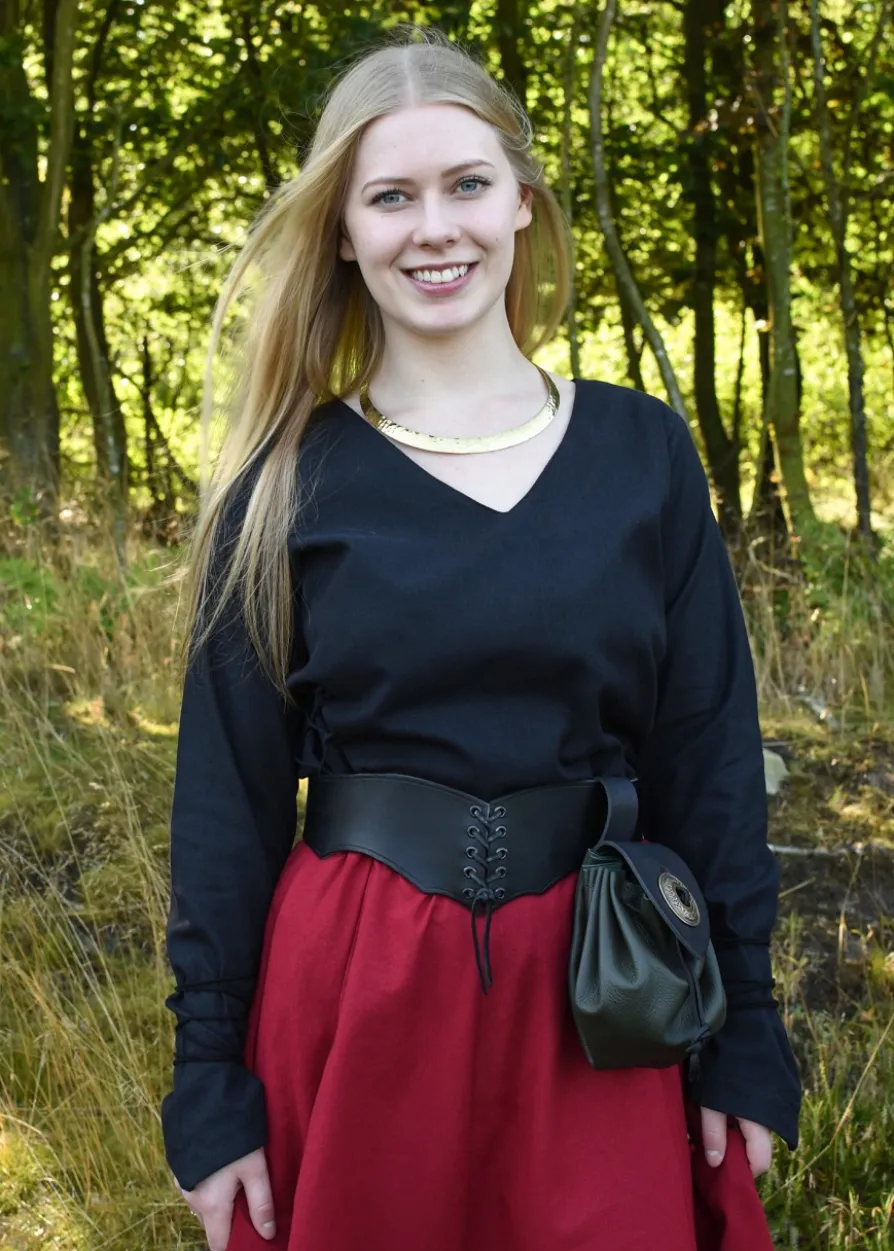 Mittelalter Bluse Aila mit Schnürung, schwarz