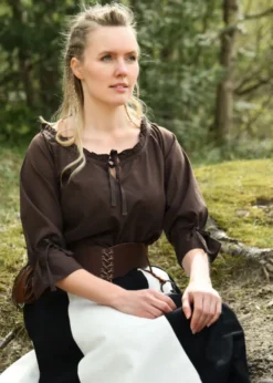 Mittelalter Bluse Birga mit 3/4 Arm, braun