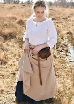 Mittelalter Bluse Birga mit 3/4 Arm, weiß