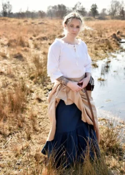 Mittelalter Bluse Birga mit 3/4 Arm, weiß