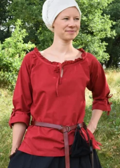 Mittelalter Bluse Birga mit 3/4 Arm, rot
