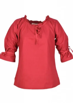 Mittelalter Bluse Birga mit 3/4 Arm, rot
