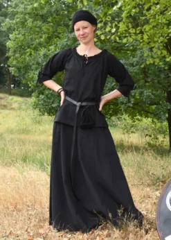 Mittelalter Bluse Birga mit 3/4 Arm, schwarz