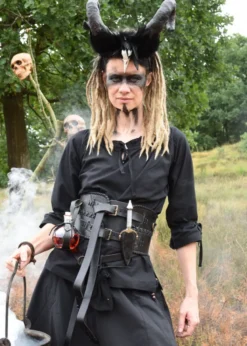 Mittelalter Bluse Birga mit 3/4 Arm, schwarz