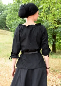 Mittelalter Bluse Birga mit 3/4 Arm, schwarz