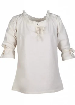 Mittelalter Bluse Birga mit 3/4 Arm, natur