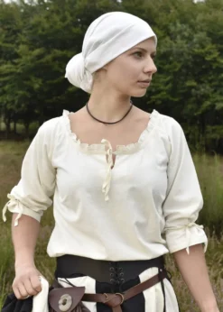 Mittelalter Bluse Birga mit 3/4 Arm, natur