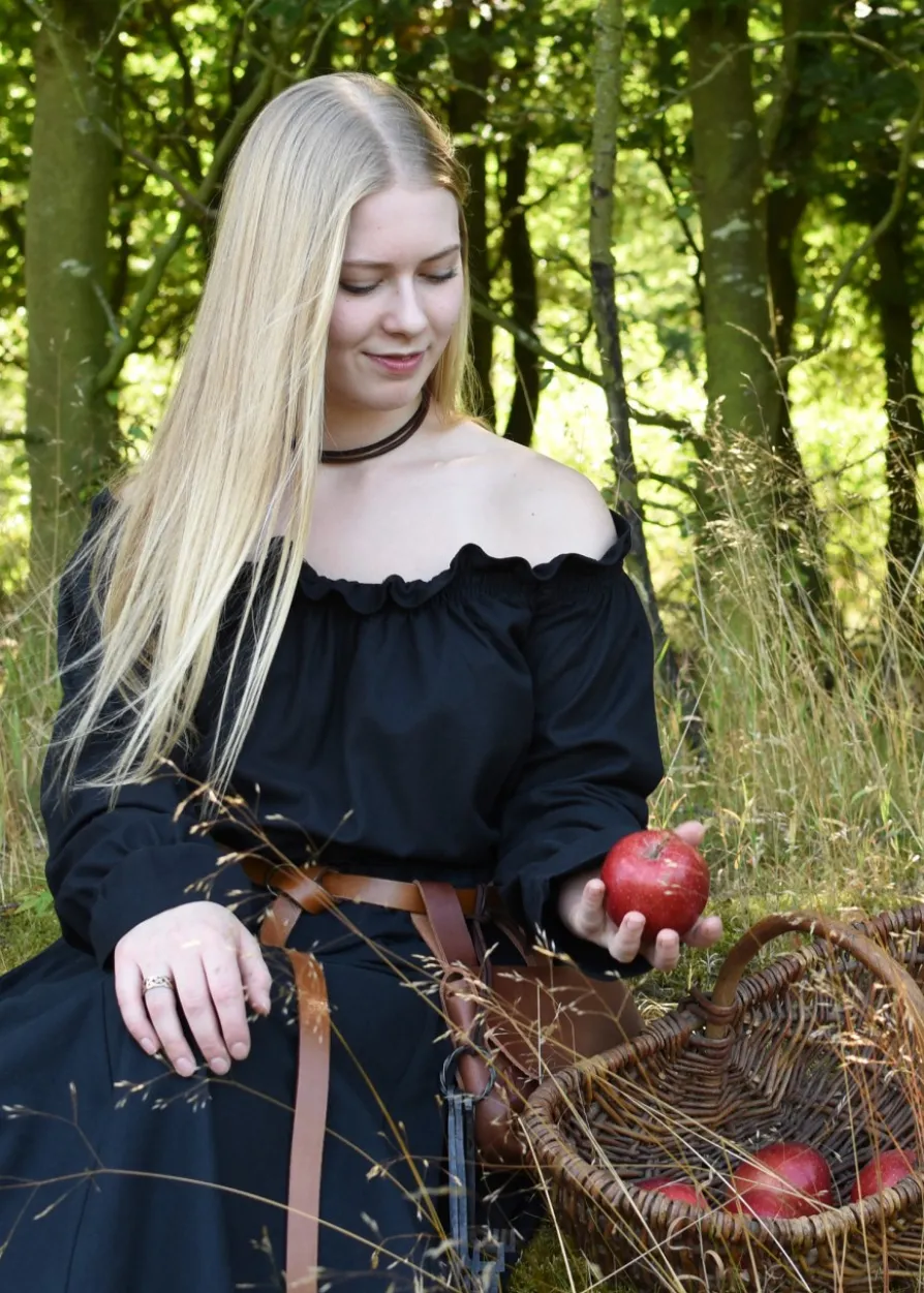 Mittelalter Carmen-Bluse, schwarz