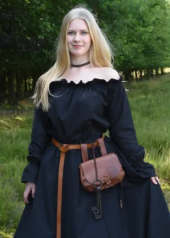 Mittelalter Carmen-Bluse, schwarz