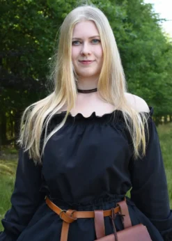 Mittelalter Carmen-Bluse, schwarz