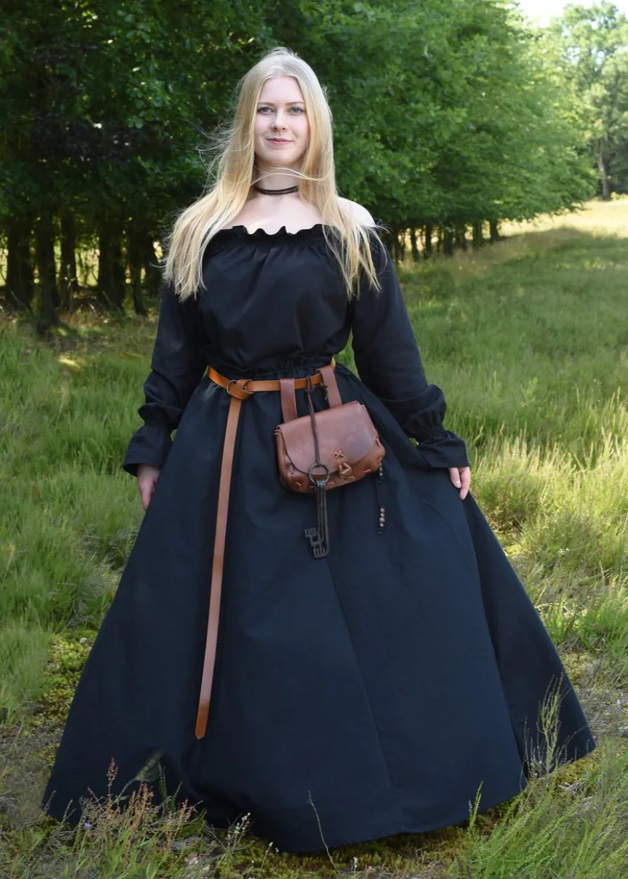 Mittelalter Carmen-Bluse, schwarz